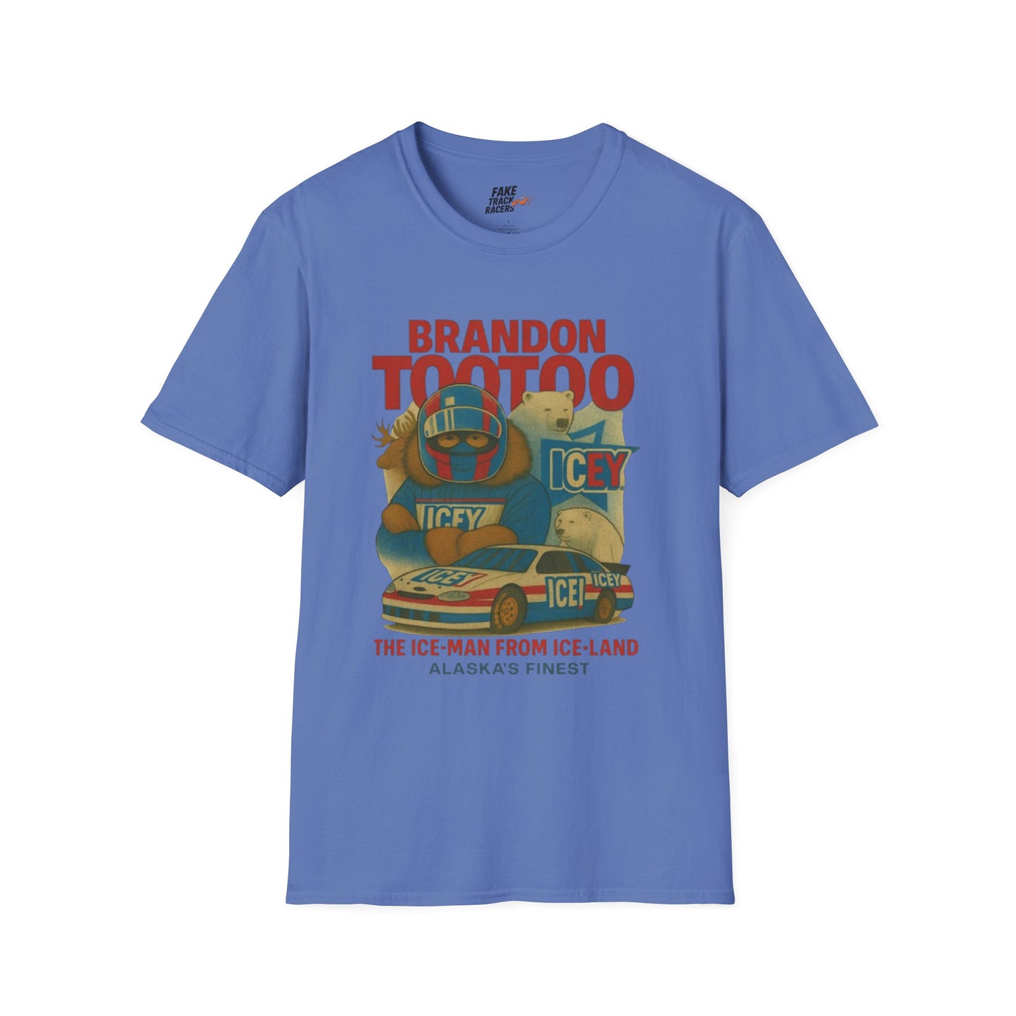 Vintage Style 90s Racing Tee Shirt BRANDON TOOTOO Alaska Fake Track Racers