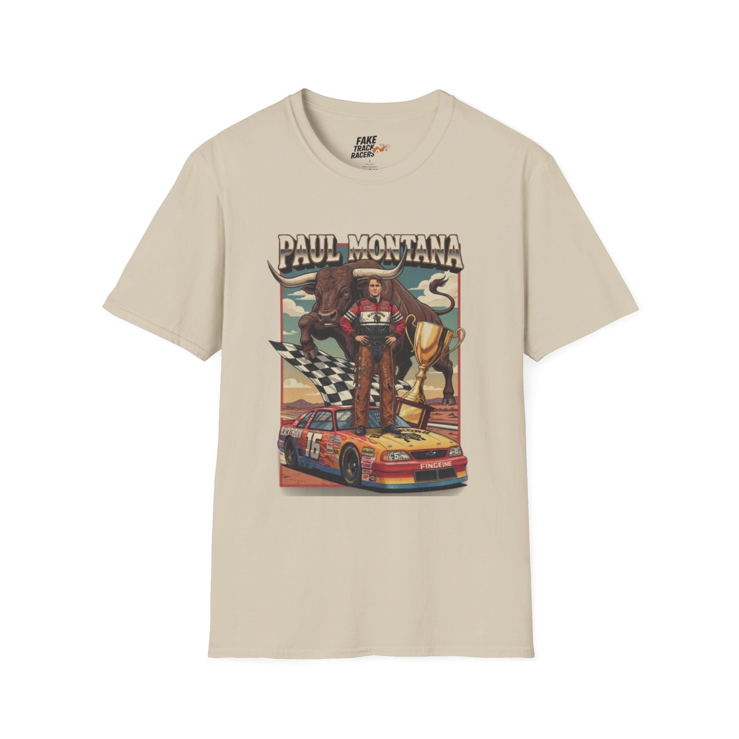 Vintage Style 90s Racing Tee Shirt PAUL MONTANA Bull Fake Track Racers