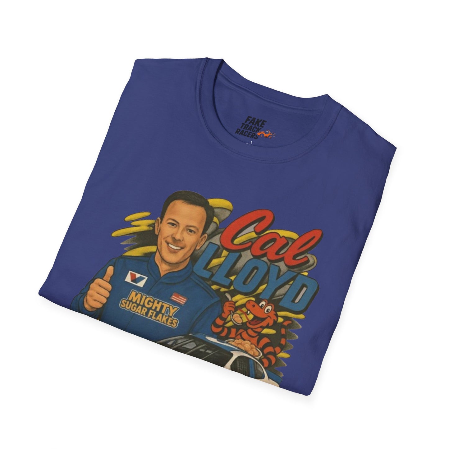 Vintage Style 90s Racing Tee Shirt CAL LLOYD Flakes Fake Track Racers