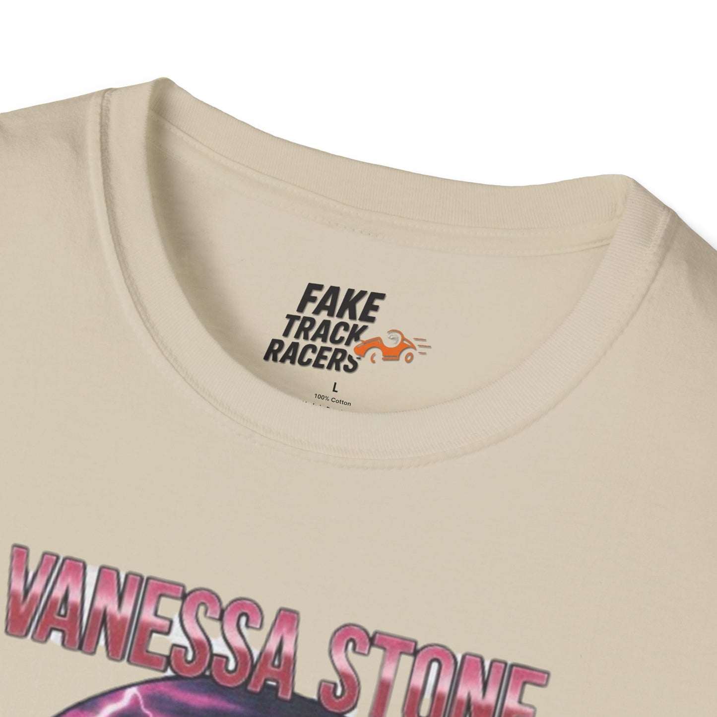 Vintage Style 90s Racing Tee Shirt VANESSA STONE Lightning Fake Track Racers