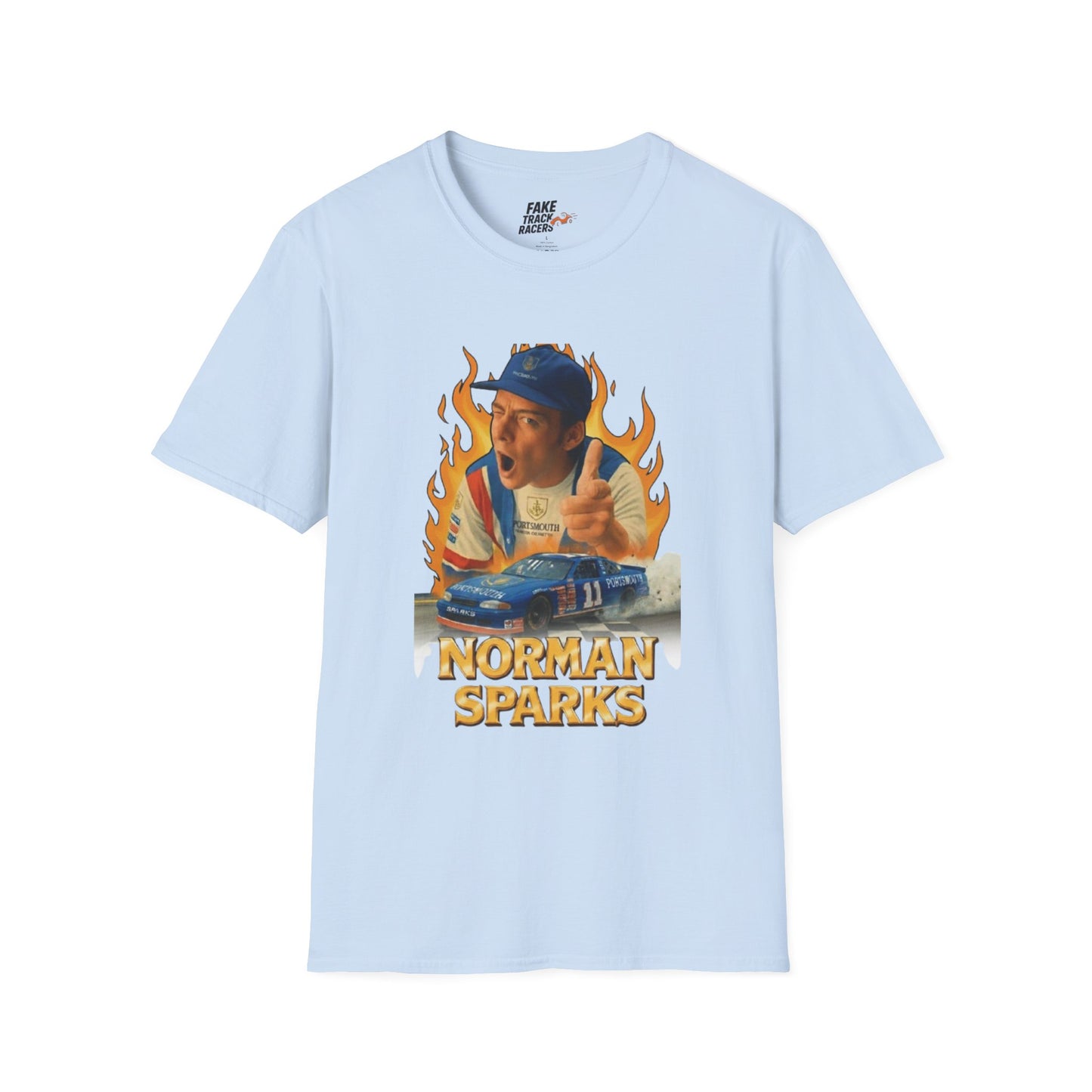 Vintage Style 90s Racing Tee Shirt NORMAN SPARKS Victory Fake Track Racers