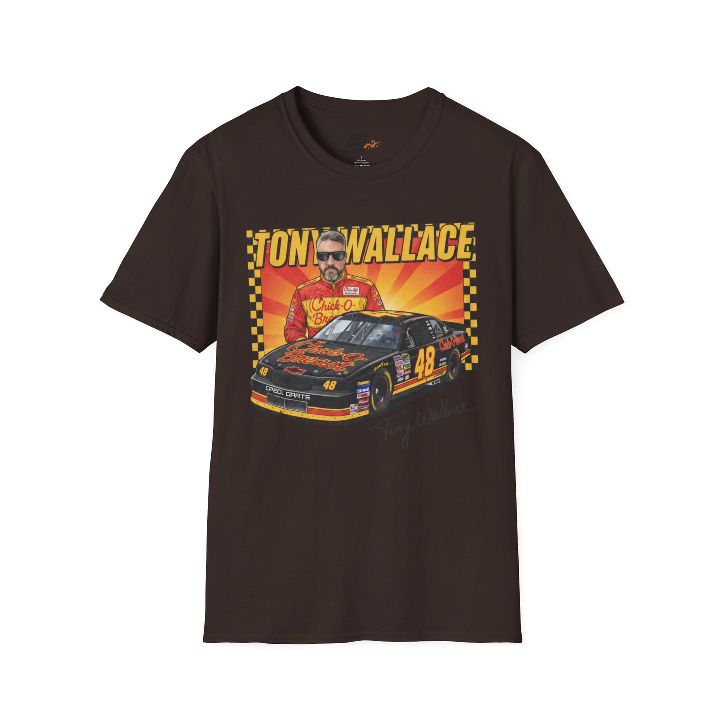Vintage Style 90s Racing Tee Shirt TONY WALLACE Chick Fake Track Racers