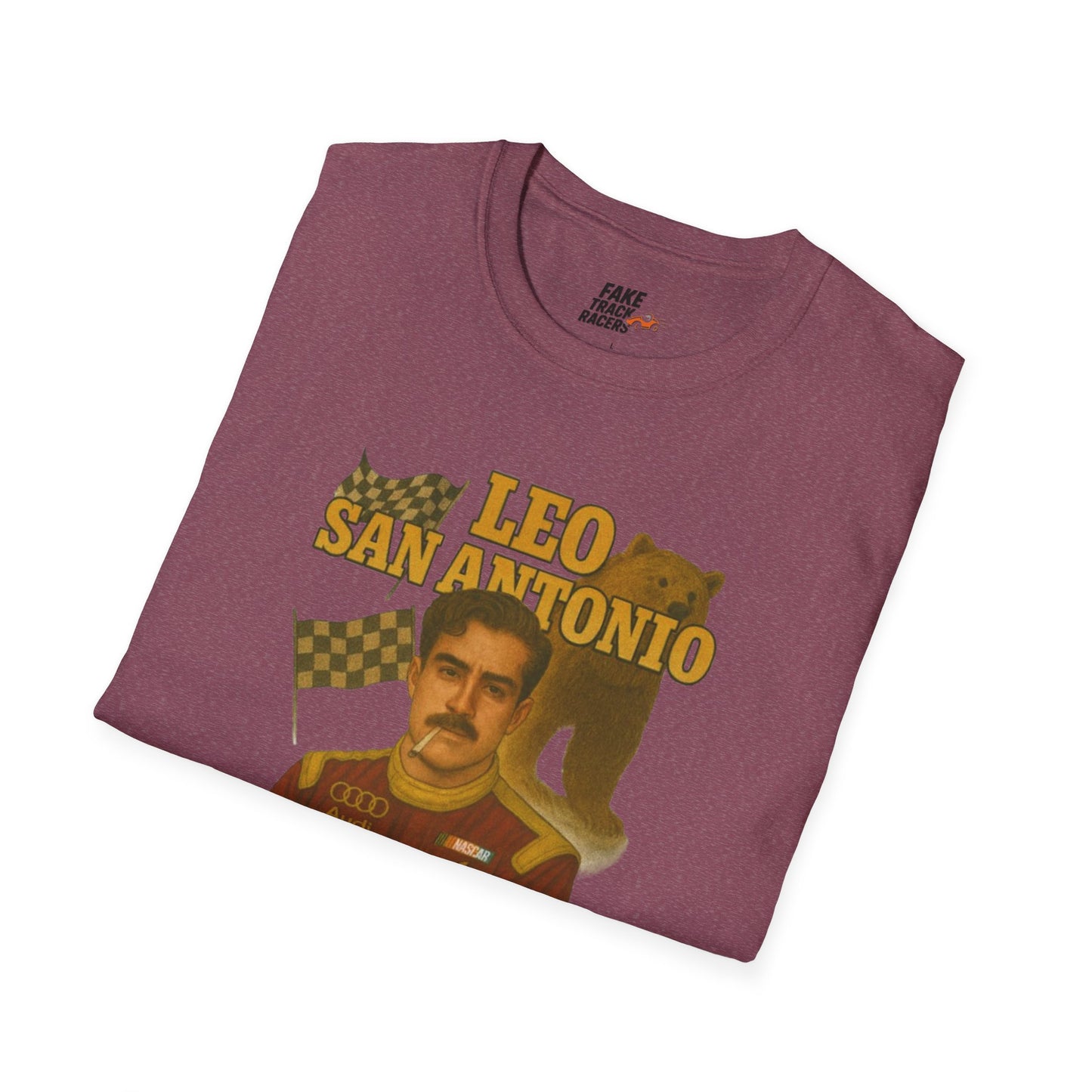 Vintage Style 90s Racing Tee Shirt LEO SAN ANTONIO Grizzly Shirt Fake Track Racers