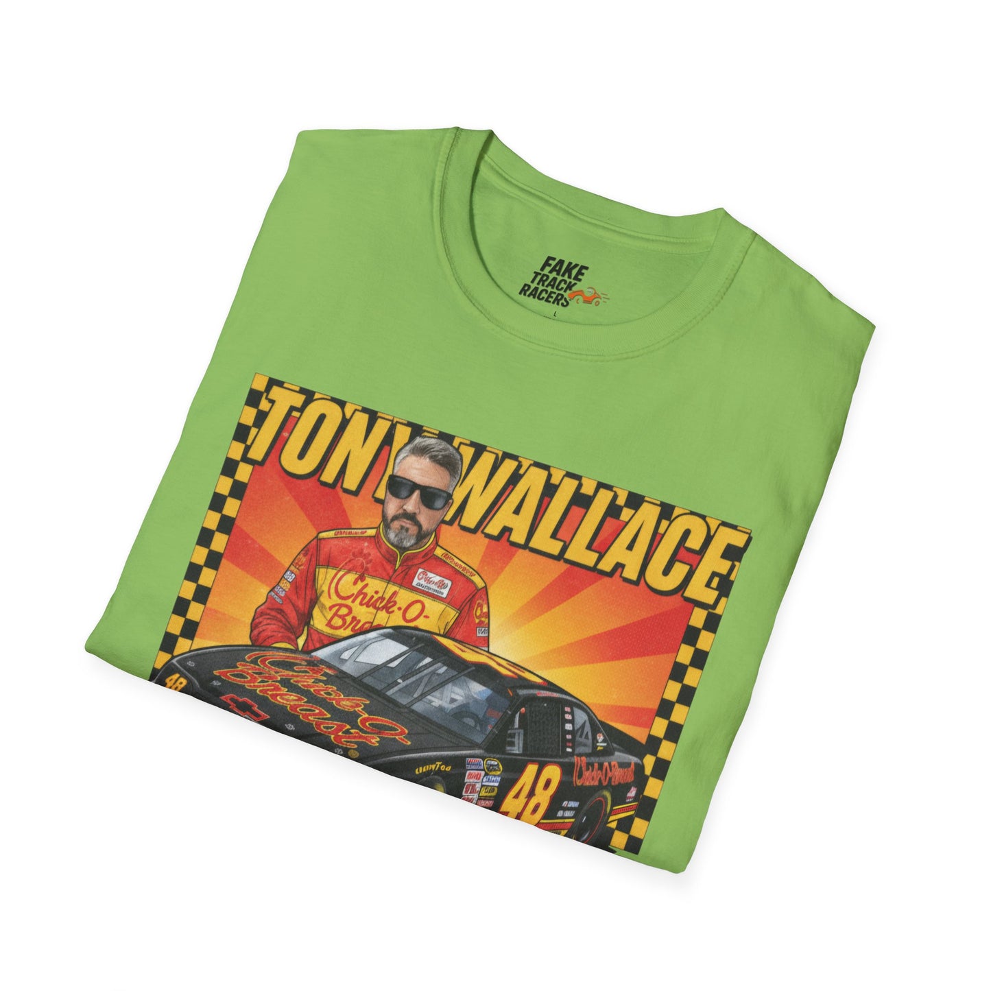 Vintage Style 90s Racing Tee Shirt TONY WALLACE Chick Fake Track Racers