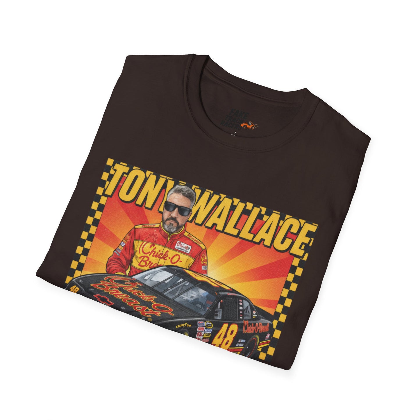 Vintage Style 90s Racing Tee Shirt TONY WALLACE Chick Fake Track Racers