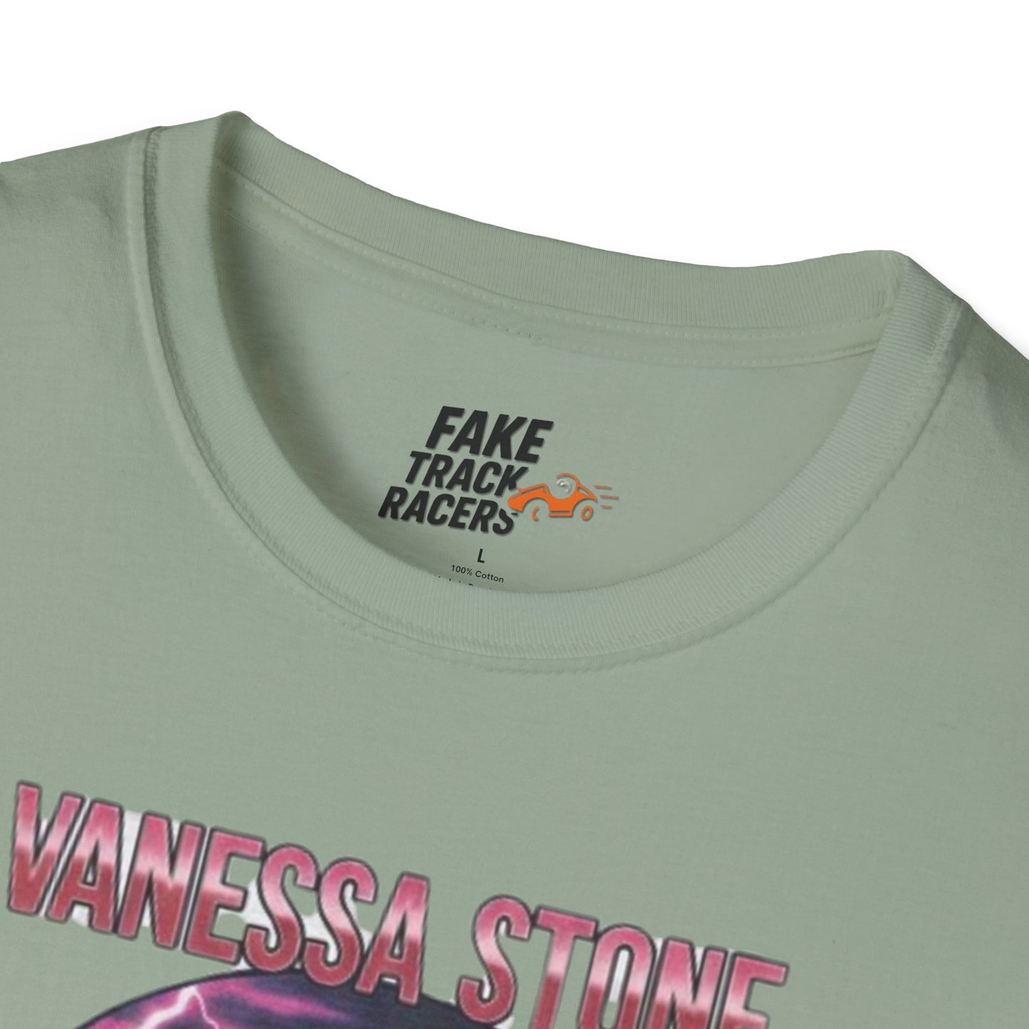 Vintage Style 90s Racing Tee Shirt VANESSA STONE Lightning Fake Track Racers