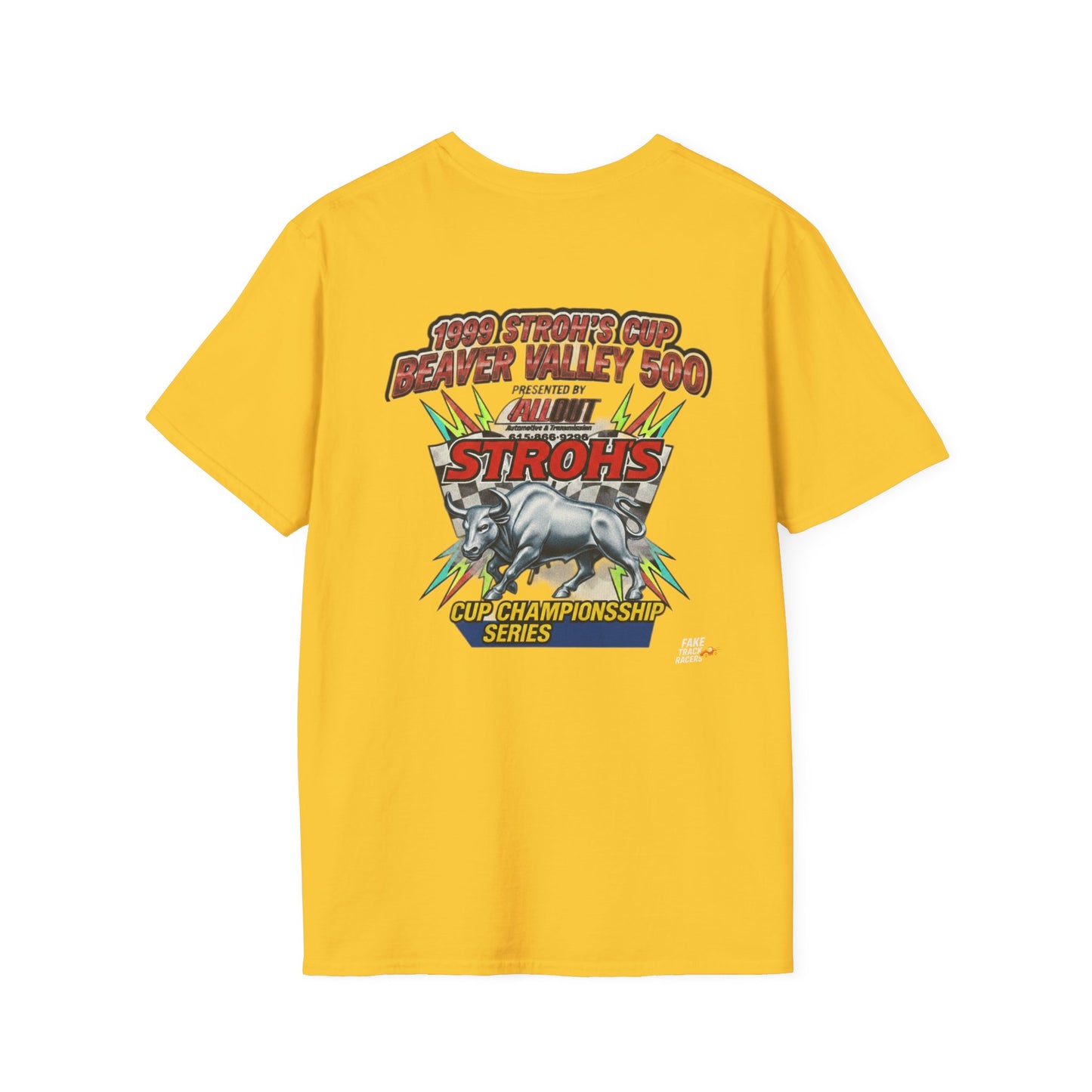 Vintage Style 90s Racing Tee Shirt STEELE VS CHRISTMAS Friendly Fire Fake Track Racers