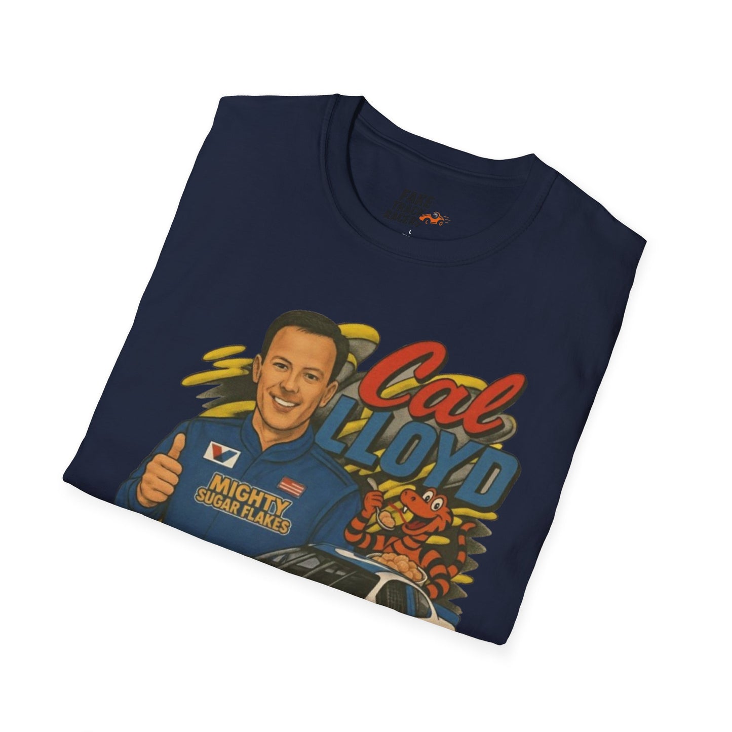 Vintage Style 90s Racing Tee Shirt CAL LLOYD Flakes Fake Track Racers