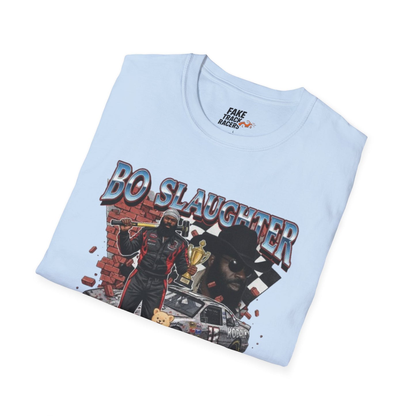 Vintage Style 90s Racing Tee Shirt BO SLAUGHTER Kuddle Fake Track Racers