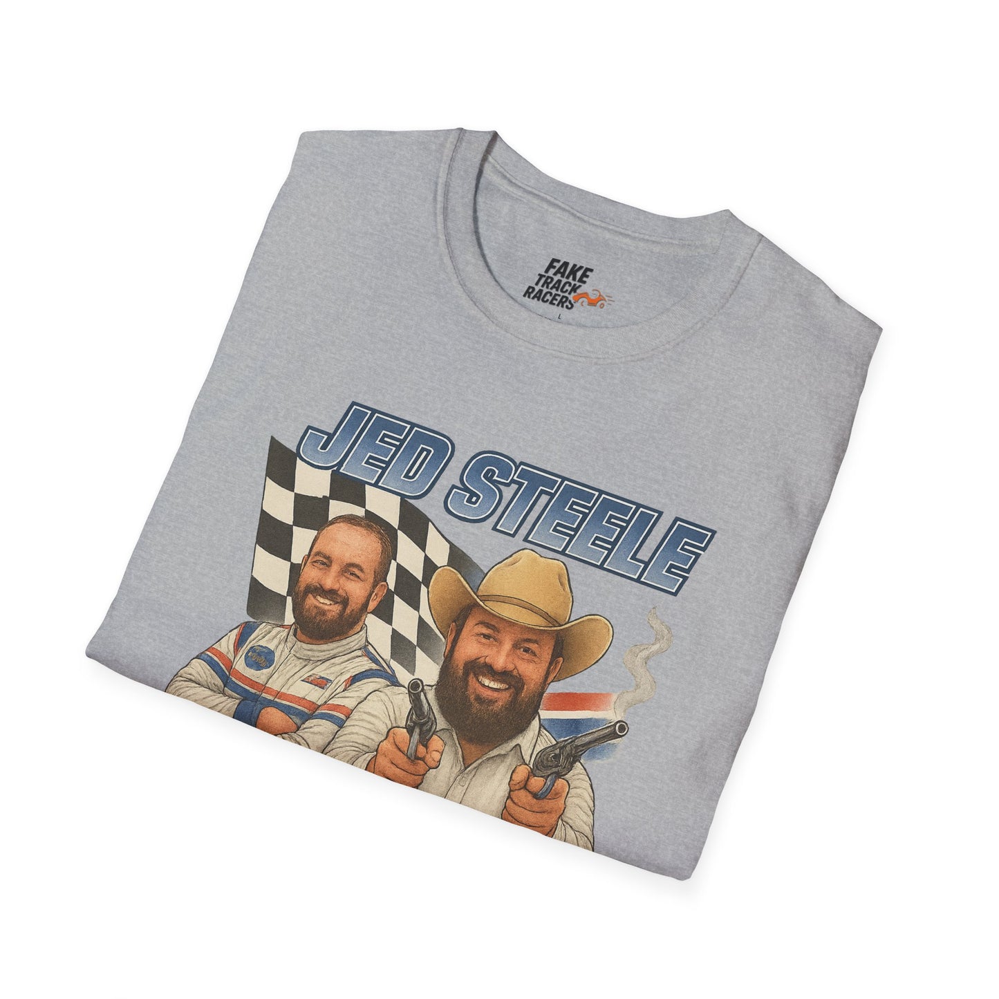 Vintage Style 90s Racing Tee Shirt JED STEELE AllOut Fake Track Racers