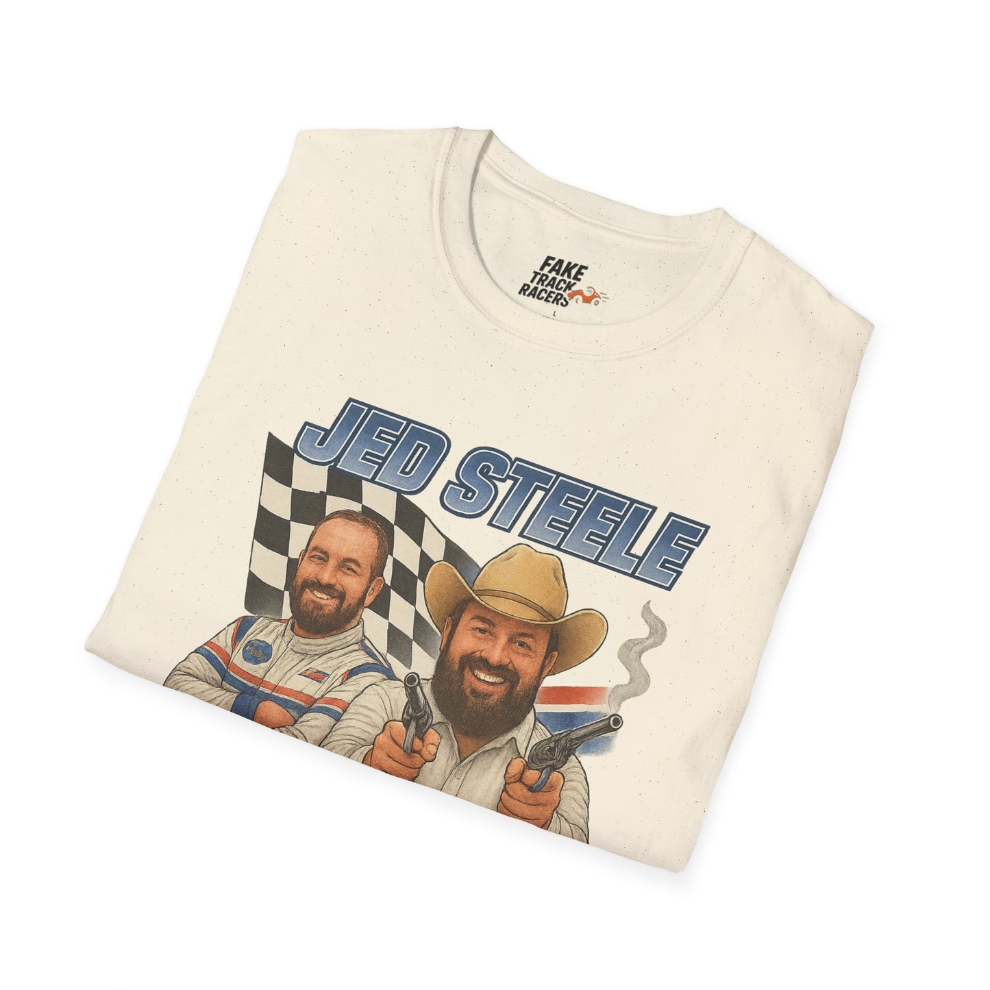 Vintage Style 90s Racing Tee Shirt JED STEELE AllOut Fake Track Racers