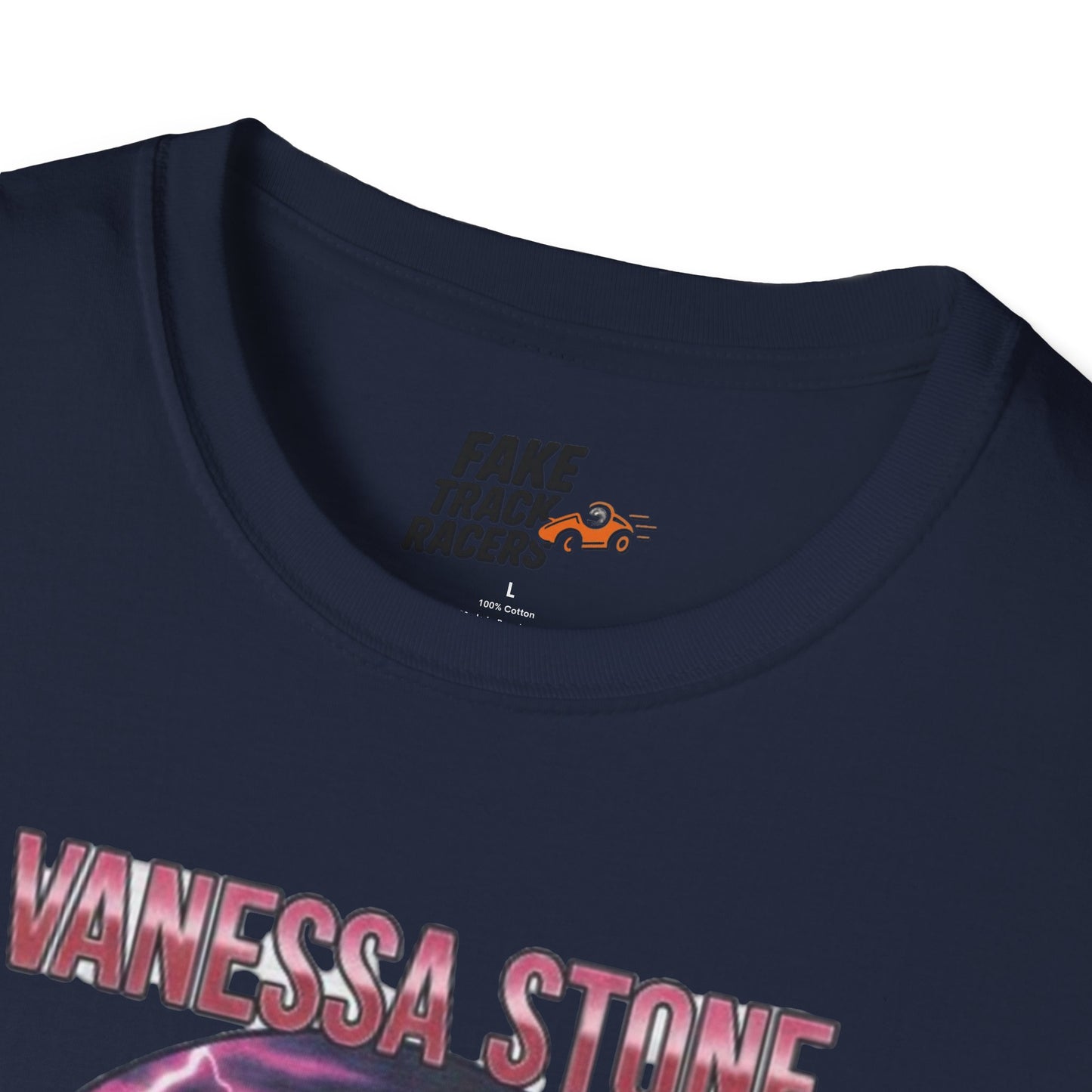 Vintage Style 90s Racing Tee Shirt VANESSA STONE Lightning Fake Track Racers