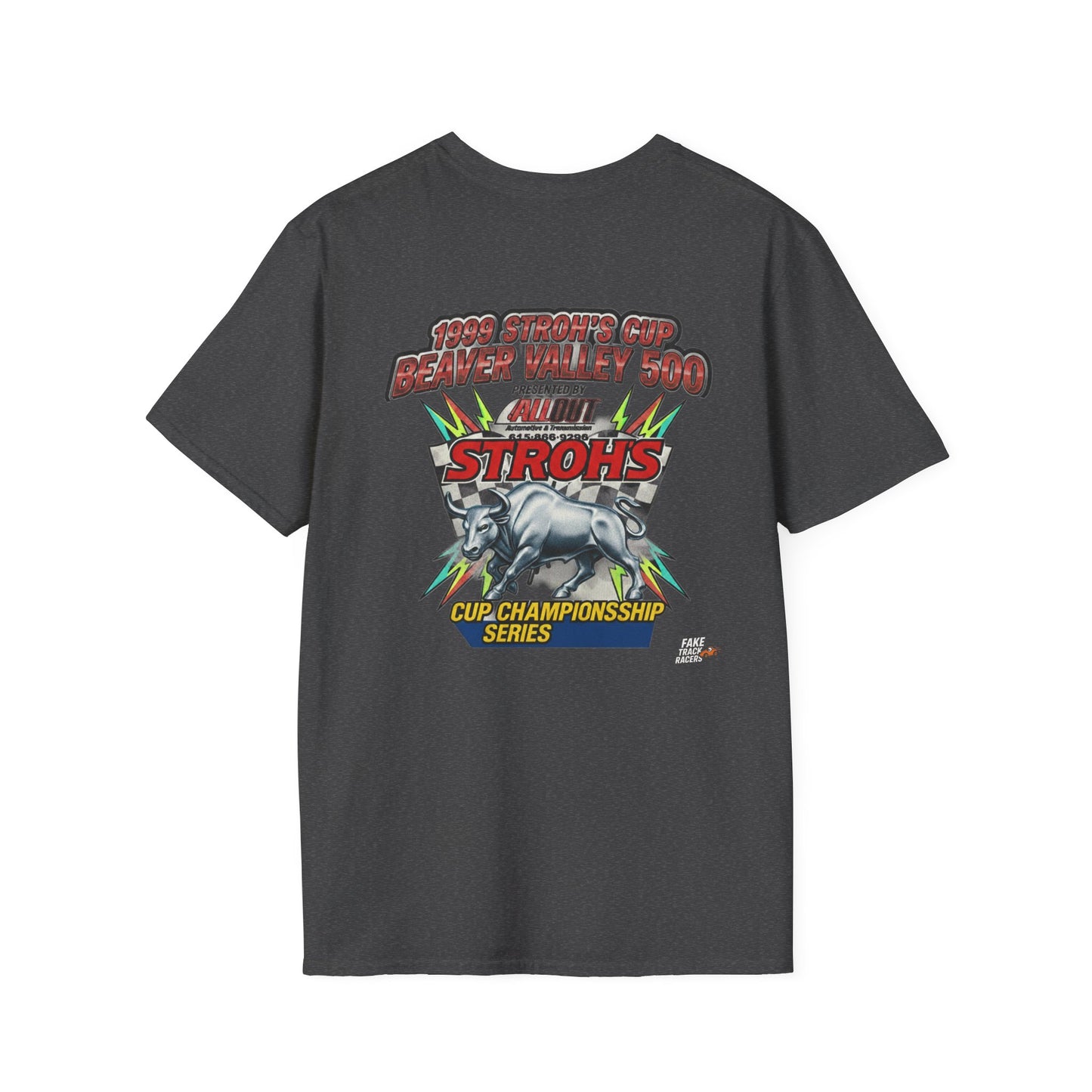 Vintage Style 90s Racing Tee Shirt STEELE VS CHRISTMAS Friendly Fire Fake Track Racers