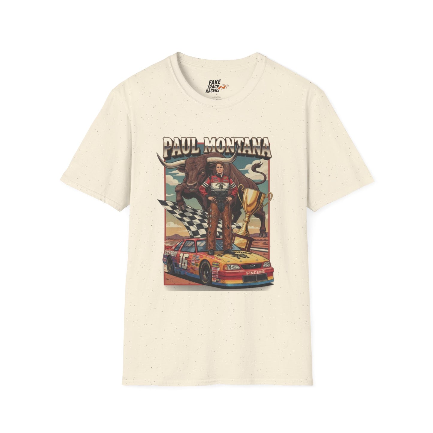 Vintage Style 90s Racing Tee Shirt PAUL MONTANA Bull Fake Track Racers
