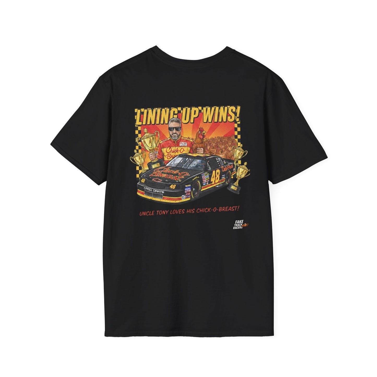 Vintage Style 90s Racing Tee Shirt TONY WALLACE Chick Fake Track Racers