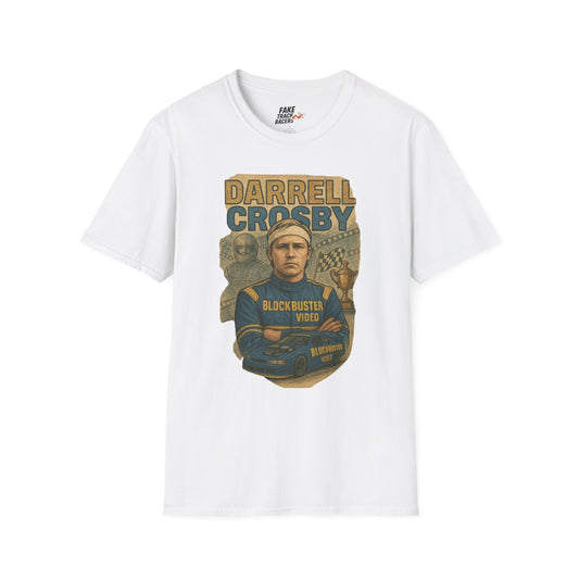 Vintage Style 90s Racing Tee Shirt DARRELL CROSBY Blockbuster Fake Track Racers