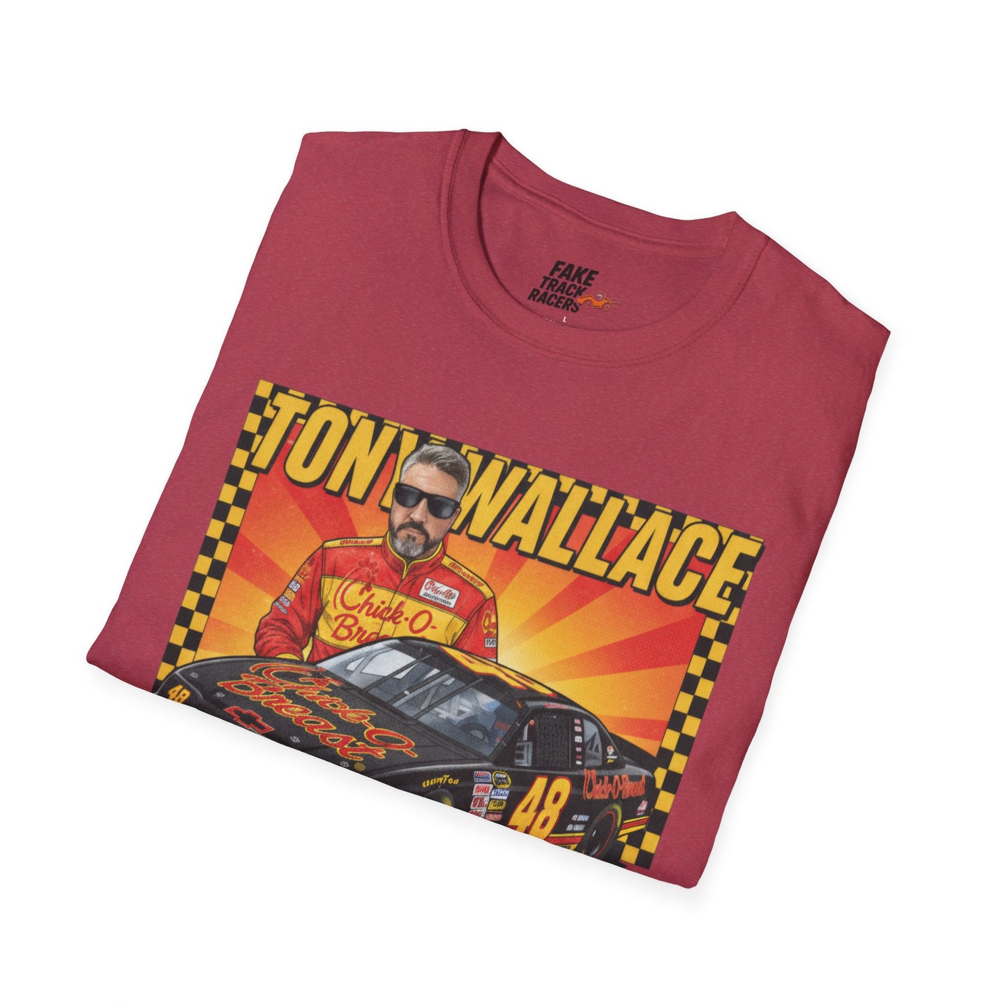 Vintage Style 90s Racing Tee Shirt TONY WALLACE Chick Fake Track Racers