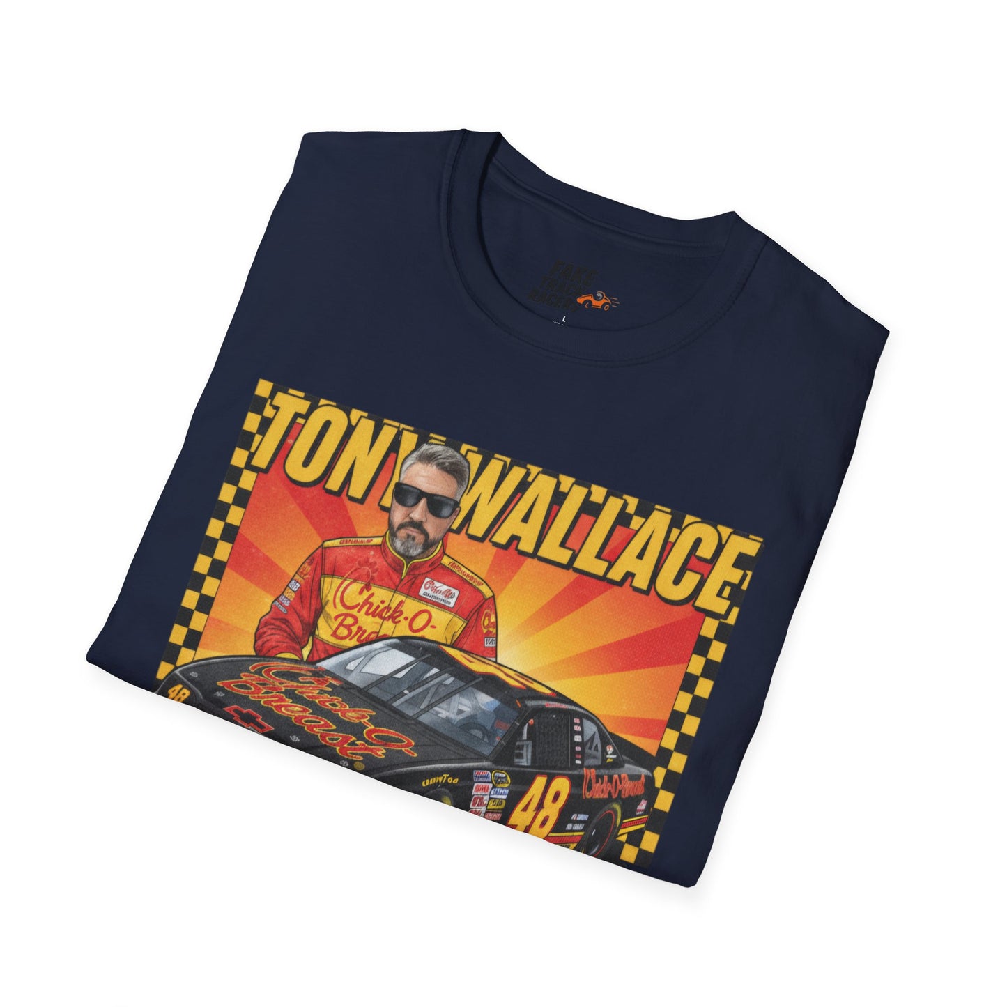 Vintage Style 90s Racing Tee Shirt TONY WALLACE Chick Fake Track Racers