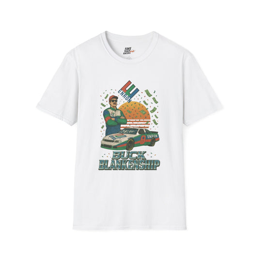 Vintage Style 90s Racing Tee Shirt BUCK BLANKENSHIP Enron Fake Track Racers