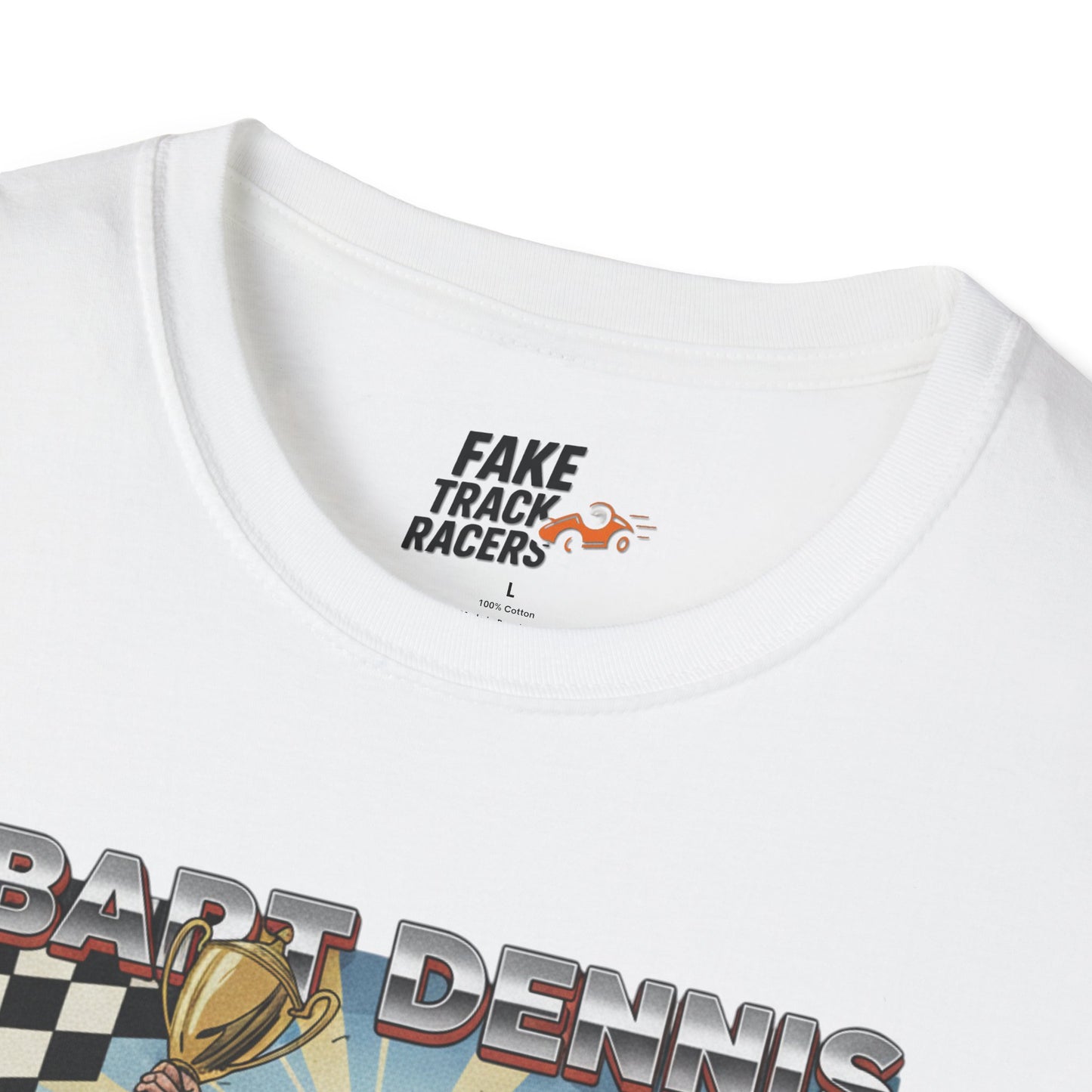 Vintage Style 90s Racing Tee Shirt BART DENNIS Cheetah Fake Track Racers