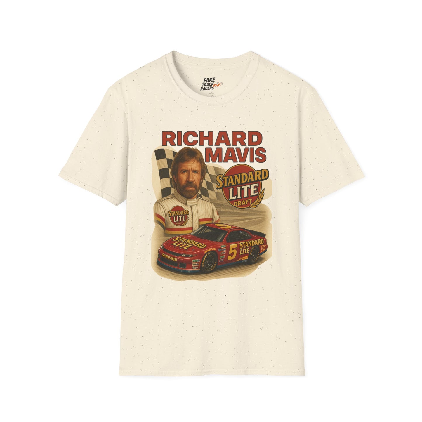 Vintage Style 90s Racing Tee Shirt RICHARD MAVIS Standard Fake Track Racers