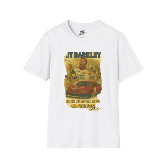 Vintage Style 90s Racing Tee Shirt JT BARKLEY Champion Shirt Fake Track Racers
