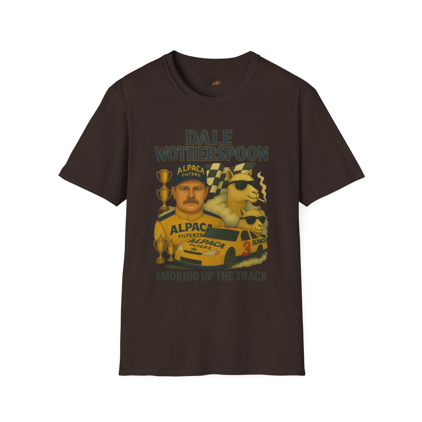 Vintage Style 90s Racing Tee Shirt DALE WOTHERSPOON Alpaca Fake Track Racers