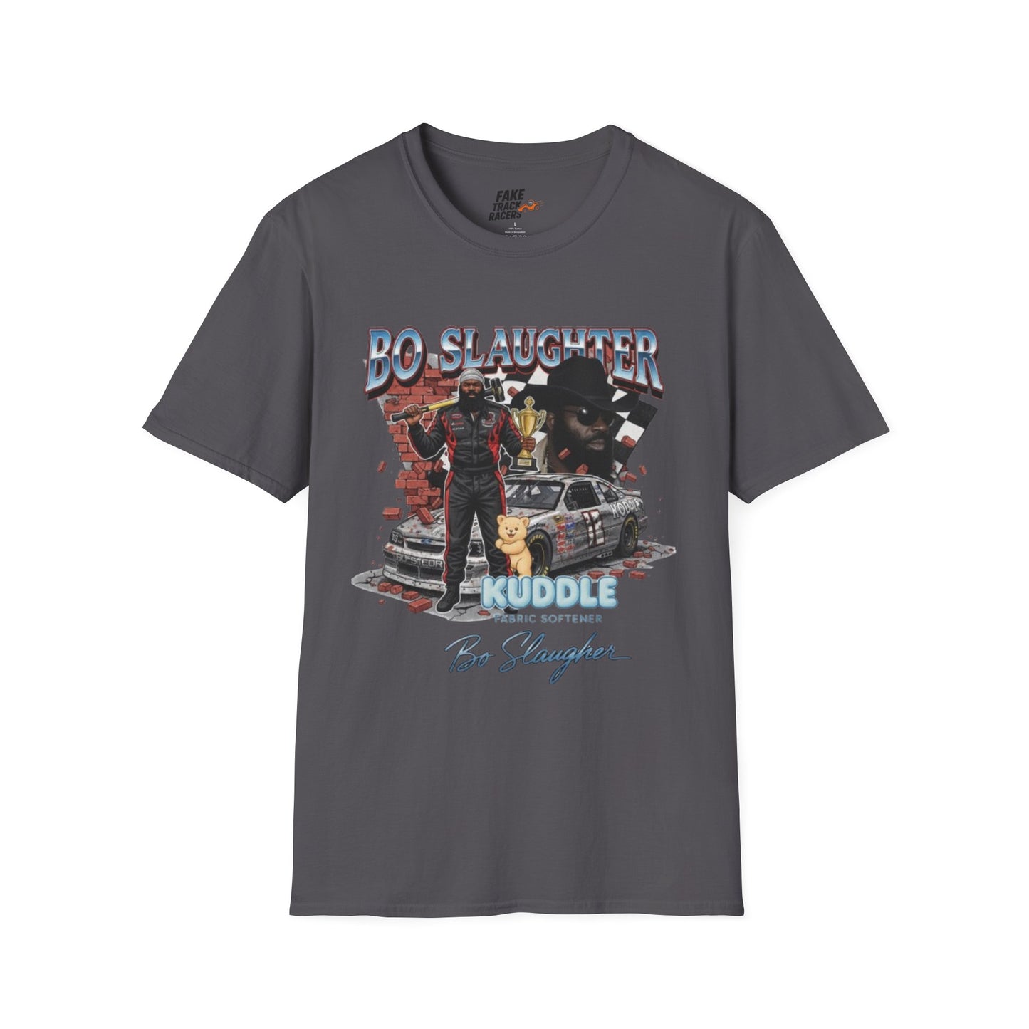 Vintage Style 90s Racing Tee Shirt BO SLAUGHTER Kuddle Fake Track Racers