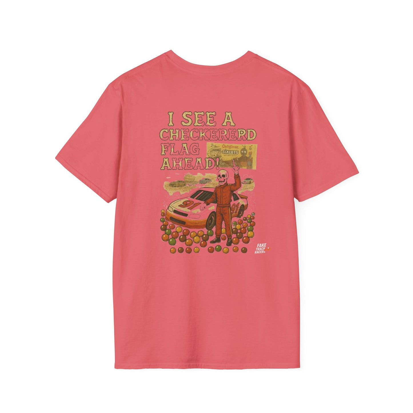 Vintage Style 90s Racing Tee JED NEWMAN Pirate Fake Track Racers