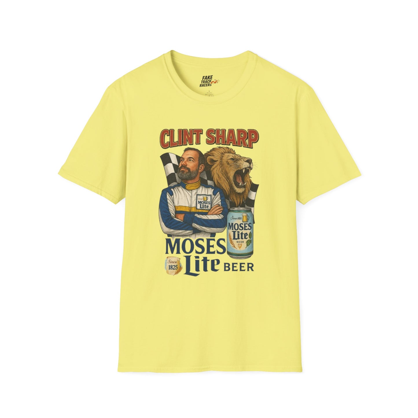 Vintage Style 90s Racing Tee Shirt CLINT SHARP MOSES LITE Fake Track Racers