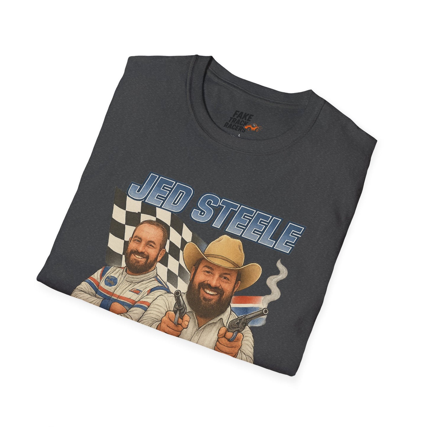 Vintage Style 90s Racing Tee Shirt JED STEELE AllOut Fake Track Racers